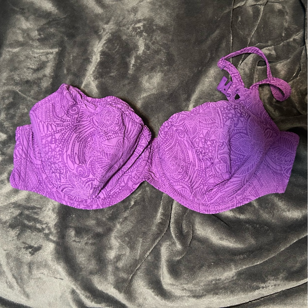 Fantasie purple detailed bathing suit. 40DD.